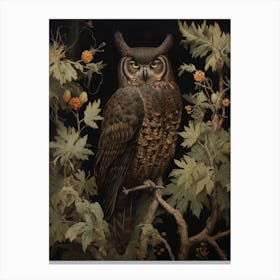 Dark And Moody Botanical Owl 4 Canvas Print