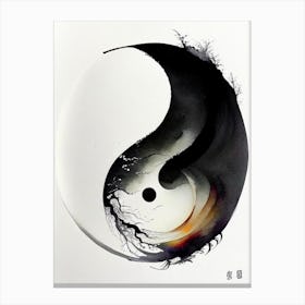 Repeat 3 Yin And Yang Japanese Ink Canvas Print