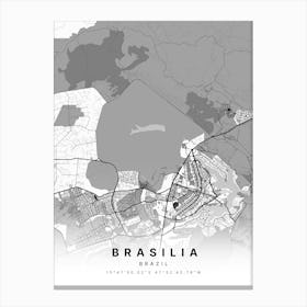 Brasilia Federal District Brazil White Map Canvas Print