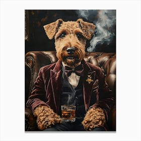 Classy Airedale At The Bar 19 Canvas Print