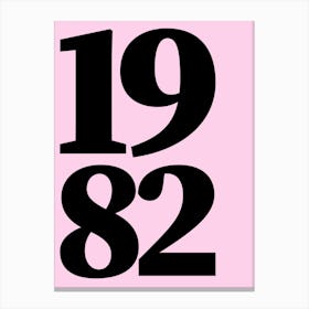 1982 Typography Date Year Word Canvas Print