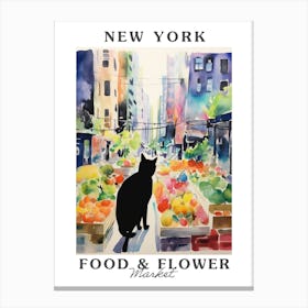 Food Market With Cats In New York 3 Poster Canvas Print