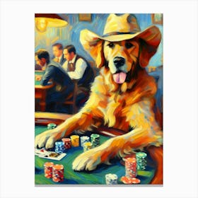 Golden Retriever At The Poker Table Lienzo