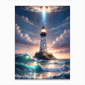 A Lighthouse In The Middle Of The Ocean 44 Canvas Print