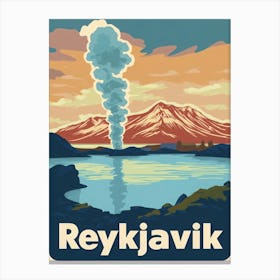 Aihrgdesign A Retro Travel Poster For Reykjavik Featuring The A60e9d07 D7e2 4ad5 Ae9b 4ab9c4a3f91c 1 Canvas Print