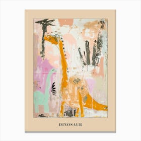 Abstract Brushstroke Mustard Dinosaur Poster Canvas Print