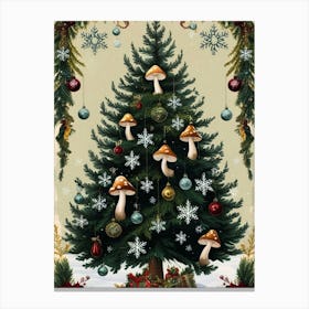 William Morris Christmas Tree With Mushrooms Canvas Print