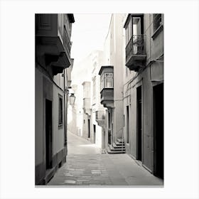 Valletta, Malta, Black And White Photography 2 Canvas Print