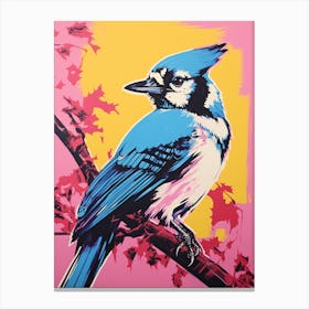 Andy Warhol Style Bird Blue Jay 1 Canvas Print