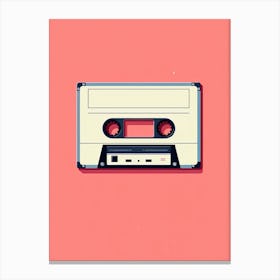 Cassette Tape On Pink Background Canvas Print