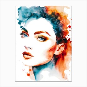 Watercolor Portrait Of A Woman 1 Canvas Print