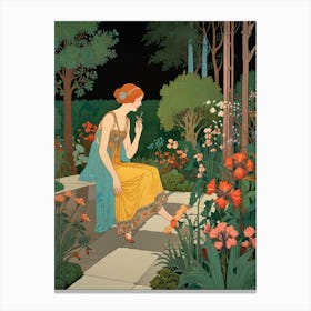 Woman In A Garden 2 Canvas Print