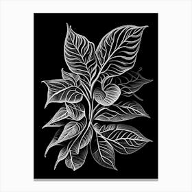 Oregano Leaf Linocut 1 Canvas Print