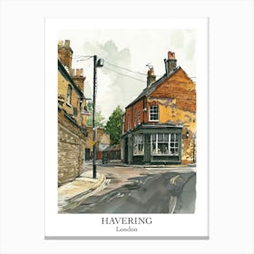 Havering London Borough   Street Watercolour 1 Poster Canvas Print