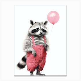 Raccoon With Pink Balloon 3 Canvas Print