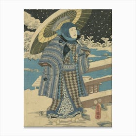 Part Of A Triptych Man With A Parasol, Utagawa Kunisada Canvas Print