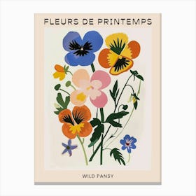 Spring Floral French Poster  Wild Pansy 4 Canvas Print