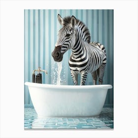 Zebra In The Bath Canvas Print