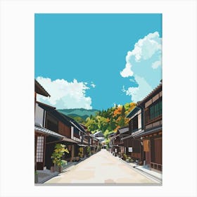 Takayama Old Town Japan Colourful Illustration Canvas Print