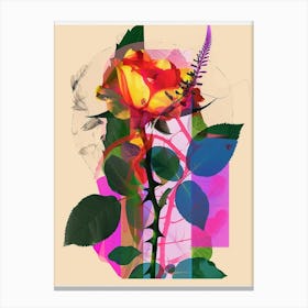 Rose 5 Neon Flower Collage Canvas Print