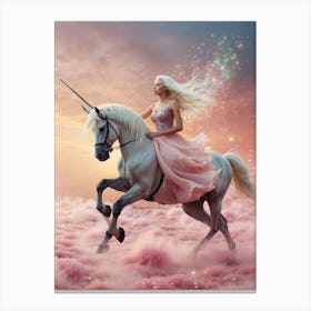 Unicorn Girl In Pink Dress 1 Canvas Print