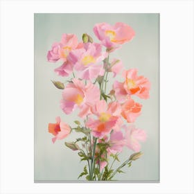Snapdragons Flowers Acrylic Painting In Pastel Colours 1 Canvas Print