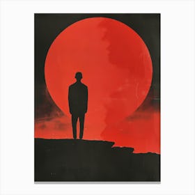 Man On Top Of A Mountain Canvas Print