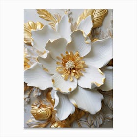 Gold And White Flower Canvas Print