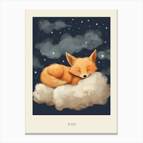 Baby Fox 9 Sleeping In The Clouds Nursery Poster Canvas Print