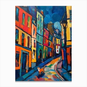 Painting Of Edinburgh Scotland With A Cat In The Style Of Fauvism 3 Canvas Print