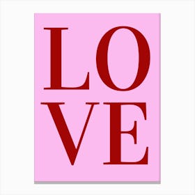 Red & Pink Typography Love Canvas Print