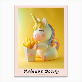 Toy Unicorn Eating Fries Pastel Poster Canvas Print