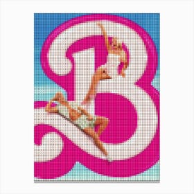 Barbie Film 2023 In A Pixel Dots Art Style Canvas Print