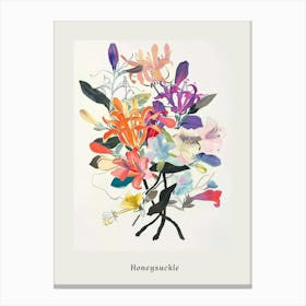 Honeysuckle 4 Collage Flower Bouquet Poster Canvas Print