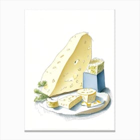 Rocamadour Cheese Dairy Food Pencil Illustration Canvas Print