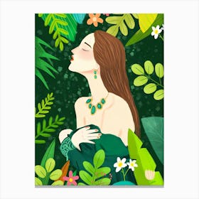 Woman In The Jungle Canvas Print