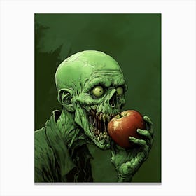 Scary Zombie Eating An Apple 7 Canvas Print