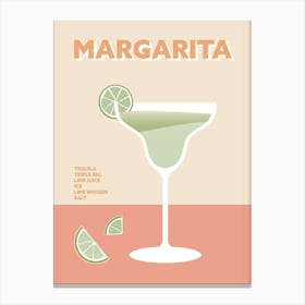 Margarita Cocktail Pink Colourful Drink Wall Canvas Print