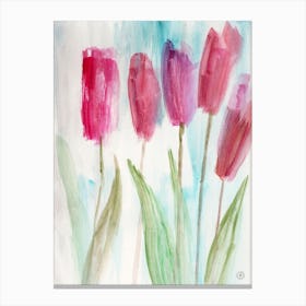 Something About Tulips - watercolor painting floral flower red vertical living room bedroom hand painted Canvas Print