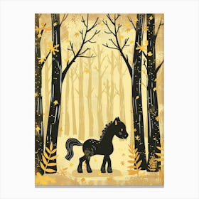 Black Horse In The Woods Canvas Print