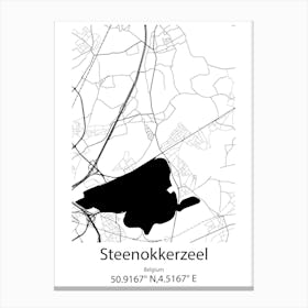 Steenokkerzeel,Belgium Minimalist Map Canvas Print