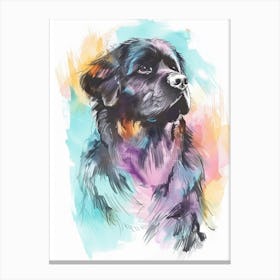 Pastel Leonberger Dog Pastel Line Illustration  2 Canvas Print