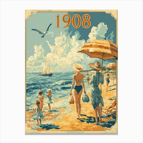 Aihrgdesign A Nostalgic Poster Of A 1908 Seaside Resort Featu 3ccfb239 85ff 410d Acc4 5a110e92d7f5 1 Canvas Print