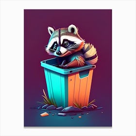 Dumpster Diving Raccoon Cute Digital Canvas Print