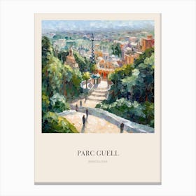 Parc Guell Barcelona Spain 2 Vintage Cezanne Inspired Poster Canvas Print