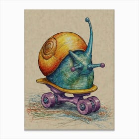 Snail On Skateboard 4 Canvas Print