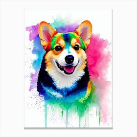 Pembroke Welsh Corgi Rainbow Oil Painting dog Canvas Print