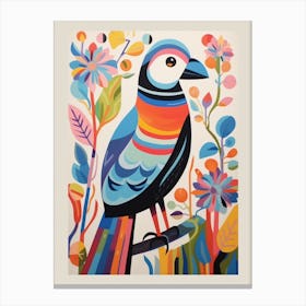 Colourful Scandi Bird Puffin 3 Canvas Print