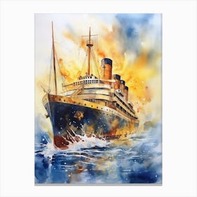 Titanic Ship Watercolour Painting 5 Canvas Print