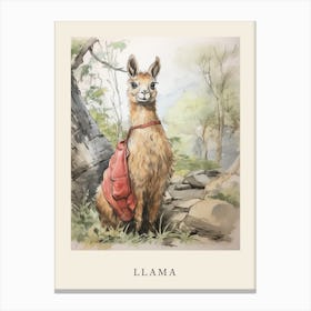 Beatrix Potter Inspired  Animal Watercolour Llama 2 Canvas Print
